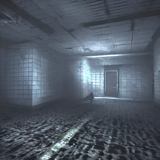 Prompt: low poly horror game screenshot in the style of resident evil and silent hill