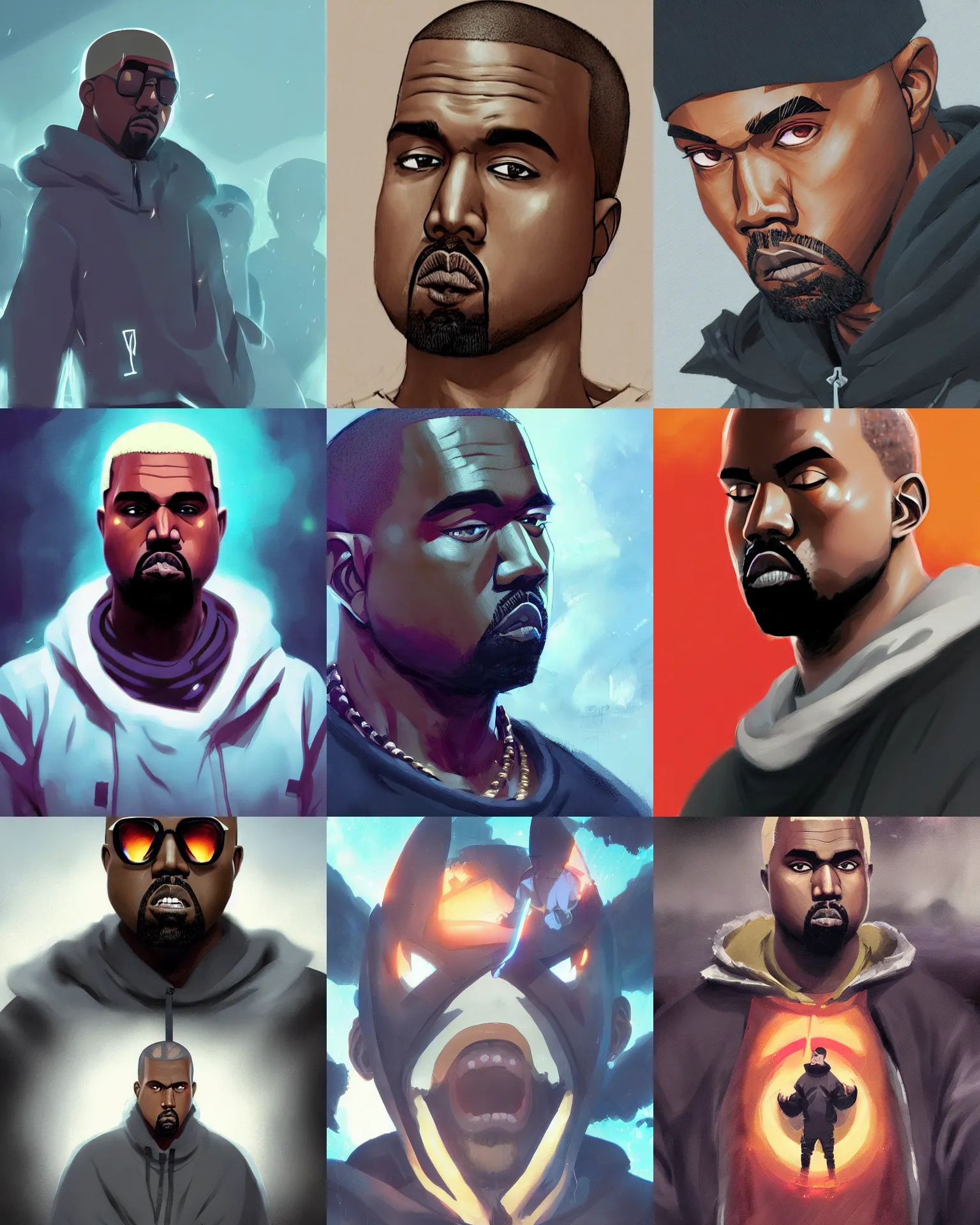 Prompt: Kanye West in Naruto anime, medium shot close up, details, sharp focus, illustration, by Jordan Grimmer and greg rutkowski, Trending artstation, pixiv, digital Art