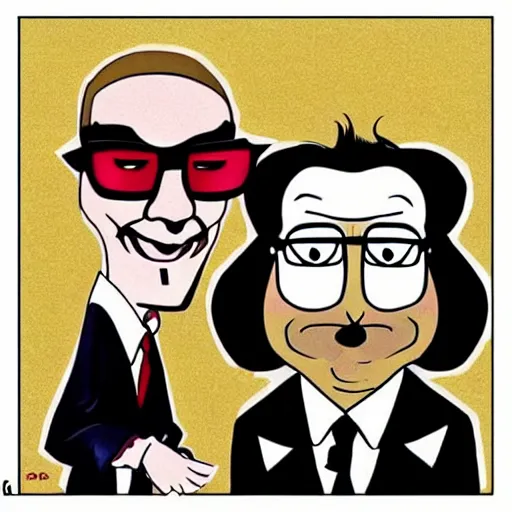 Image similar to “Walter White and Bugs Bunny as Vincent Vega and Jules from Pulp Fiction”