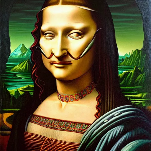 Image similar to monalisa by jacek yerka, alex gray, zdzisław beksiński, dariusz zawadzki, jeffrey smith and h.r. giger, oil on canvas, 8k highly professionally detailed, trending on artstation