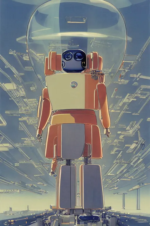 Prompt: an transparent glass portrait of a stylish mecha robot wearing sunglasses holding an orb while standing in front of a massive crowd, by kawase hasui, yoshiyuki sadamoto, studio ghibli, moebius and edward hopper, colorful flat surreal design, xray hd, 8 k, artstation