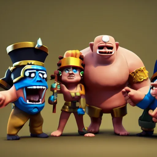 Prompt: 🙉, clash royal style characters, unreal engine 5, octane render, detailed, brawl stars, cinematografic, cinema 4 d, artstation trending