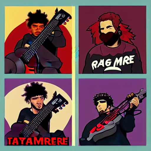 Image similar to [ rage against the machine ] band memebers in style of overwatch, artstation