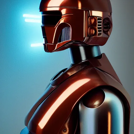 Image similar to portrait of a droid, renaissance style, star wars character, volumetric lights, symmetry, headpiece, trending on artstation, sharp focus, leica, studio photo, intricate details, highly detailed