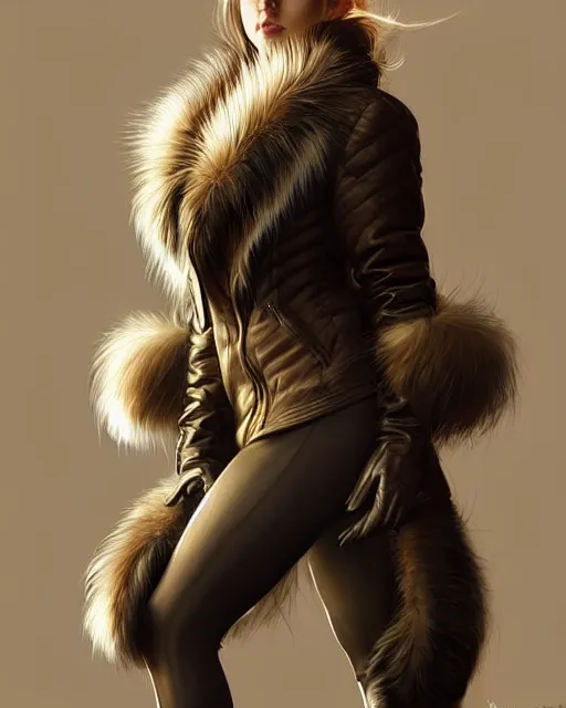 Prompt: fur - lined dragonhide jacket!!! beautiful and elegant female!! gorgeous ayes!! golden face ratio! character concept art, sharp focus, illustration, artgerm!! greg rutkowski! wlop!! ilya kuvshinov!! charlie bowater! octane render! unreal engine 5! highly rendered!! trending on artstation!!