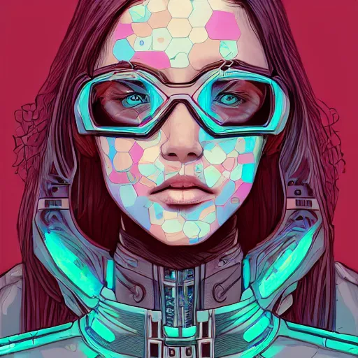 Image similar to portrait painting of a cyberpunk olivia hye from loona, sharp focus, award - winning, trending on artstation, masterpiece, highly detailed, intricate. art by josan gonzales and moebius and deathburger