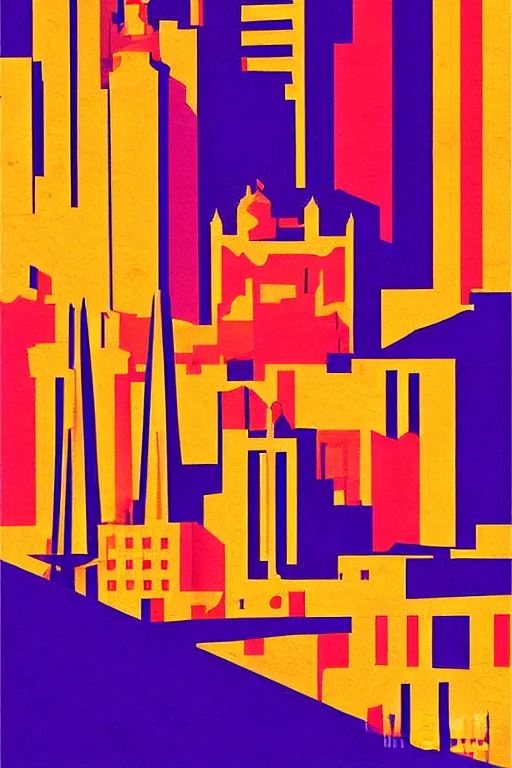 Prompt: minimalist colorful poster, line art of istanbul, art deco, cityscape, matte drawing, by chihiro iwasaki john and singer sargent