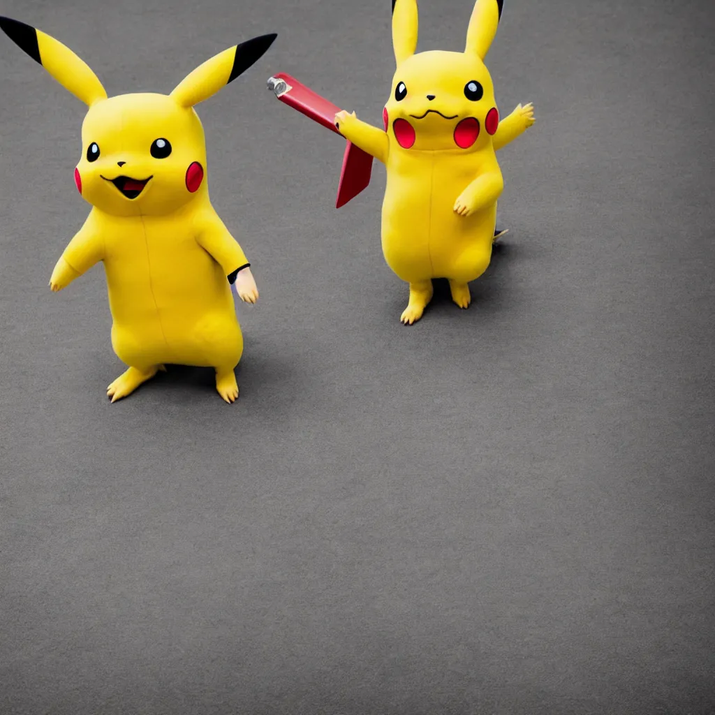 Prompt: pikachu wearing a cape, glorious, 4k, award winning photo