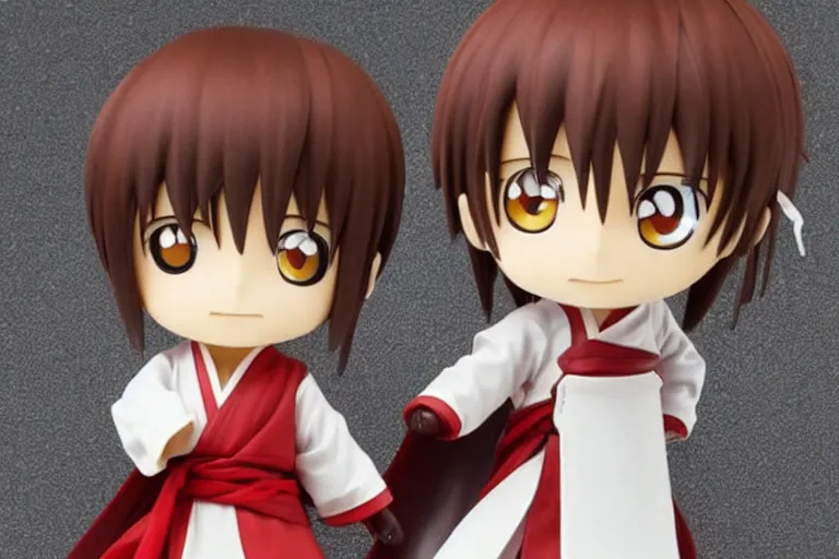 Image similar to okita sougo, brown hair, kewpie, red eyes, gintama