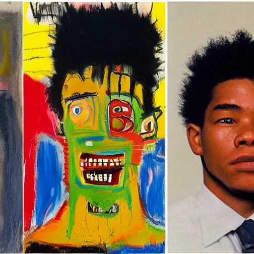 Prompt: an oil painting by basquiat, by kentaro miura, by willy vandersteen, by george w bush, detailed, portrait