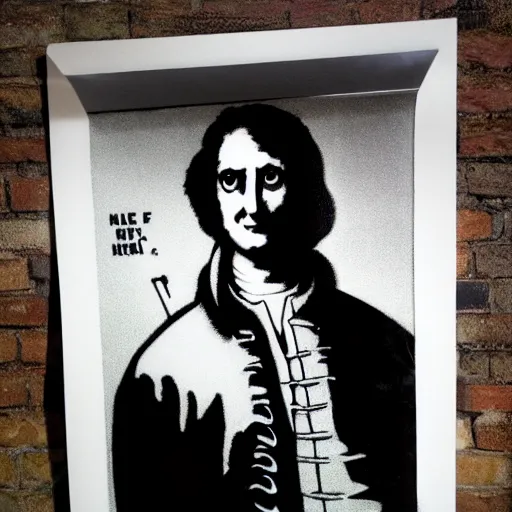 Image similar to individual isaac newton silk screen banksy