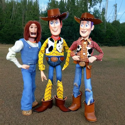 Prompt: woody from toy story in a metal band