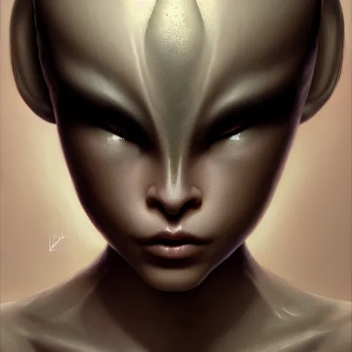 Image similar to ultra realist soft painting of a single attractive alien female, black scales, symmetry accurate features, very intricate details, focus, curvy, artstyle hiraku tanaka and craig mullins, award winning