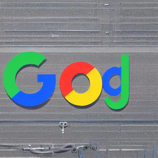 Prompt: new google logo design of a computerized robot with lots of cables and tools