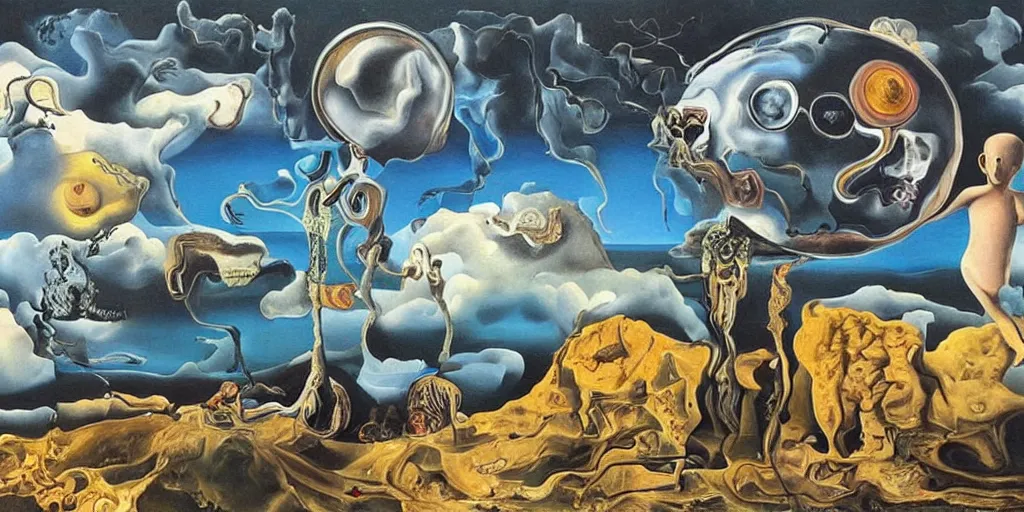 Image similar to the world between death and life, surrealistic detailed painting, by damien gilley and salvador dali