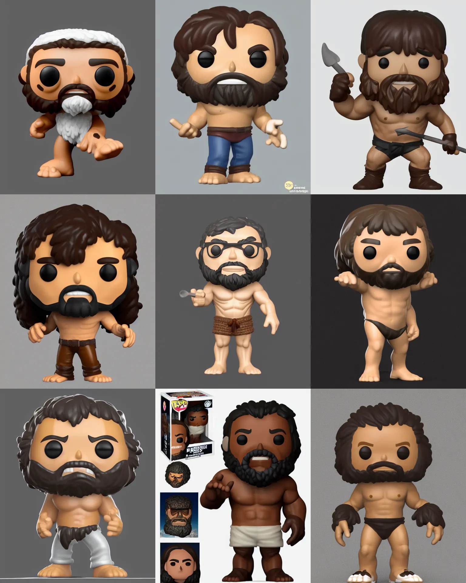 Prompt: full body 3 d render of cave man as a funko pop!, studio lighting, white background, single body, no shadow, blender, trending on artstation, 8 k, highly detailed