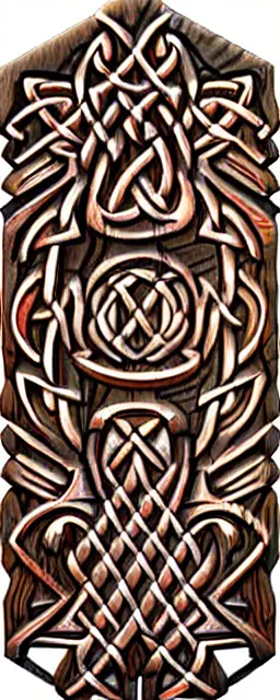 Prompt: celtic wood carvings epic nordic old snow and salt