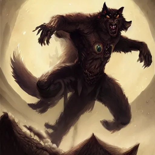 Image similar to werewolf vampire lord hybrid, hearthstone art, by greg rutkowski