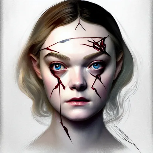 Image similar to symmetry!! portrait of elle fanning in dishonored, horror, fashion, dark!! intricate, elegant, highly detailed, digital painting, artstation, concept art, smooth, sharp focus, illustration, art by artgerm and frank frazetta and peter paul rubens