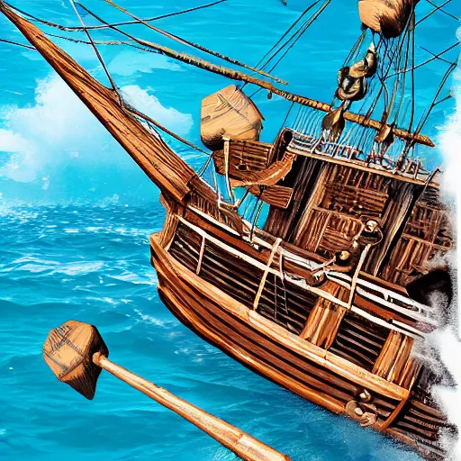 Prompt: a pirate ship in the Caribbean sea fired a Canonball, the Canonball flies right at you. Pov shot. Photorealistic, hyper complex detail. Illustration, digital art, hyper realistic, hyper detailed.