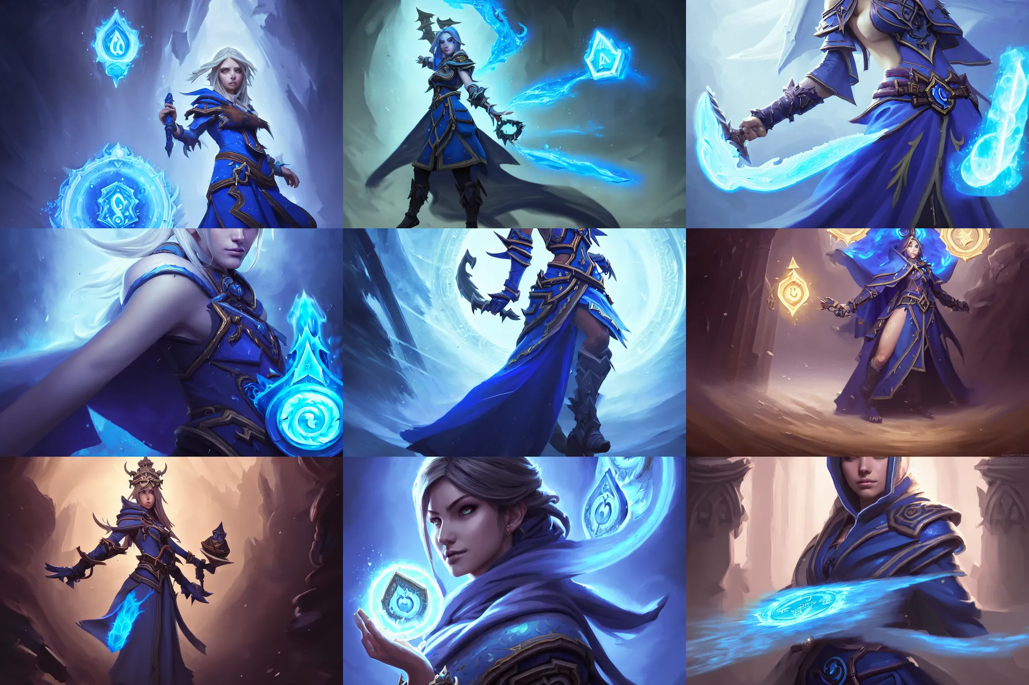 Prompt: amazing masterclass symmetrical portrait of a female blue mage, hearthstone splash art, deiv calviz, splash art, natural light, elegant, intricate, fantasy, atmospheric lighting, by greg rutkowski, hearthstone splash art, hd wallpaper, ultra high details, cinematic composition, professional unique master piece, anatomically ( arms, eyes ) proportional & perfect