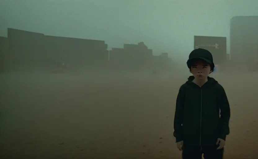 Image similar to cinestill 5 0 d candid photographic portrait by helen levitt of pikachu wearing black rugged techwear on a desolate plain, extreme closeup, modern cyberpunk moody emotional cinematic, dust storm, 8 k, hd, high resolution, 3 5 mm, f / 3 2, ultra realistic faces, detective pikachu ( 2 0 1 9 )