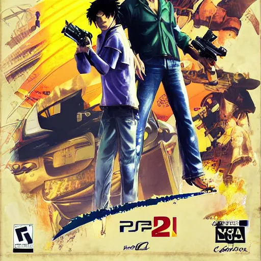 Image similar to Banana Fish game poster printed on playstation 2 video game box , Artwork by Craig Mullins, cinematic composition