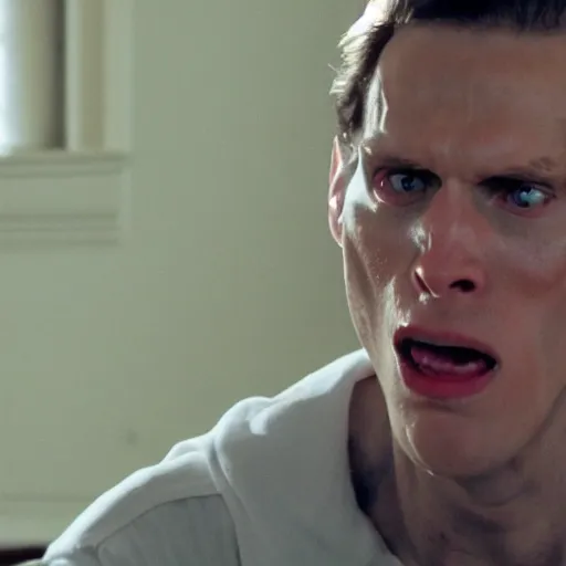 Image similar to Live Action Still of Jerma in The Exorcist, real life, hyperrealistic, ultra realistic, realistic, highly detailed, epic, HD quality, 8k resolution, body and headshot, film still