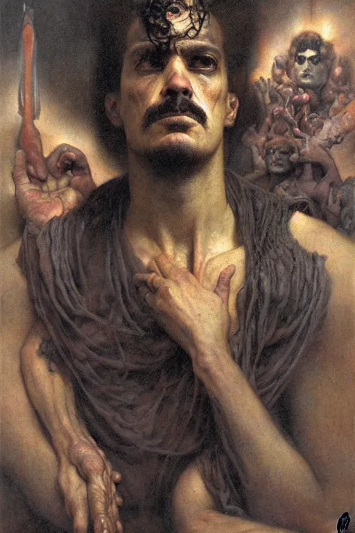 Prompt: a portrait of jose gregorio hernandez by wayne barlowe, gustav moreau, goward,  Gaston Bussiere and roberto ferri, santiago caruso, and austin osman spare, occult art