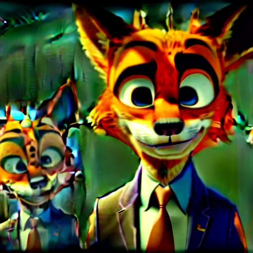 Prompt: nick wilde as max payne 3 set in gritty neo - noir zootopia