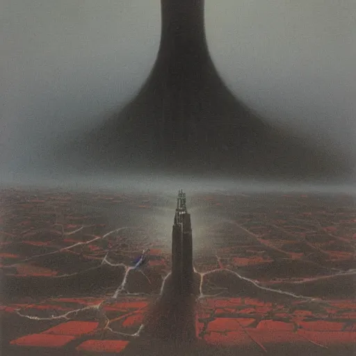 Prompt: a city being destroyed a nuclear explosion, painted by zdzislaw beksinski, melancholy