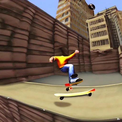 Image similar to tony hawk's pro balloon animal skateboarding for playstation 2, screenshot video game