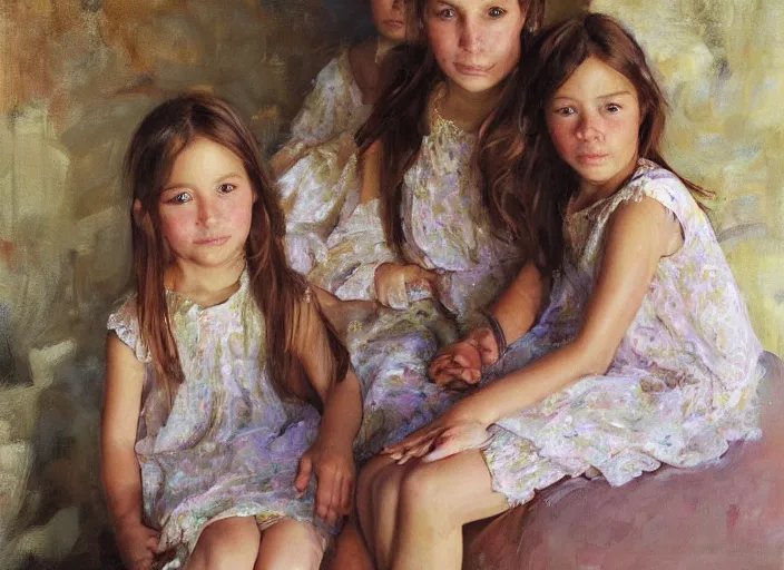 Image similar to a highly detailed beautiful portrait of mara's daughters, by gregory manchess, james gurney, james jean