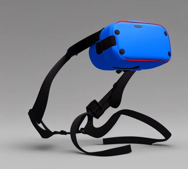 Image similar to a 4 k photorealistic photo product photo of a nintendo red and blue vr headset.