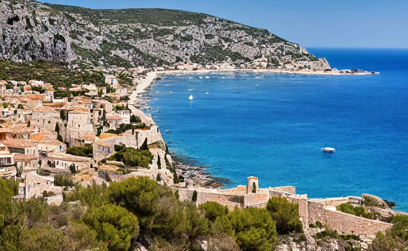 Image similar to ancient corsican city on white cliff