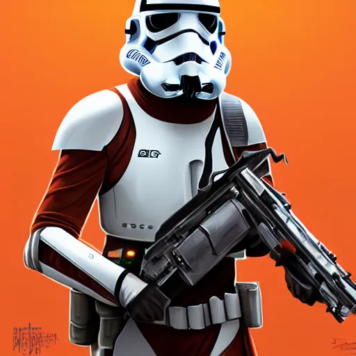 Prompt: Portrait of a Flametrooper, Star wars concept art, trending on cgsociety