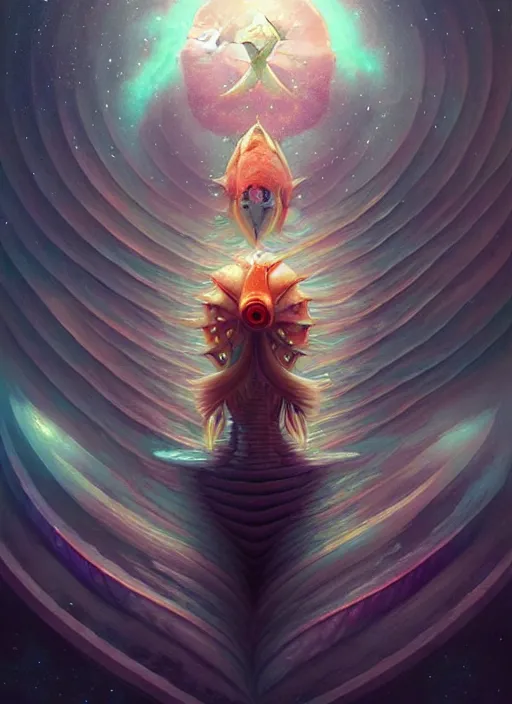 Image similar to symmetry!! pisces the fish!!!! highly detailed, high contrast, light reflection, trippy, nebula, trending on art station by artgem, by peter mohrbacher, by wlop, by ruan jia