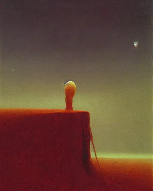 Image similar to the creature at the end of the universe, painted by zdzislaw beksinski