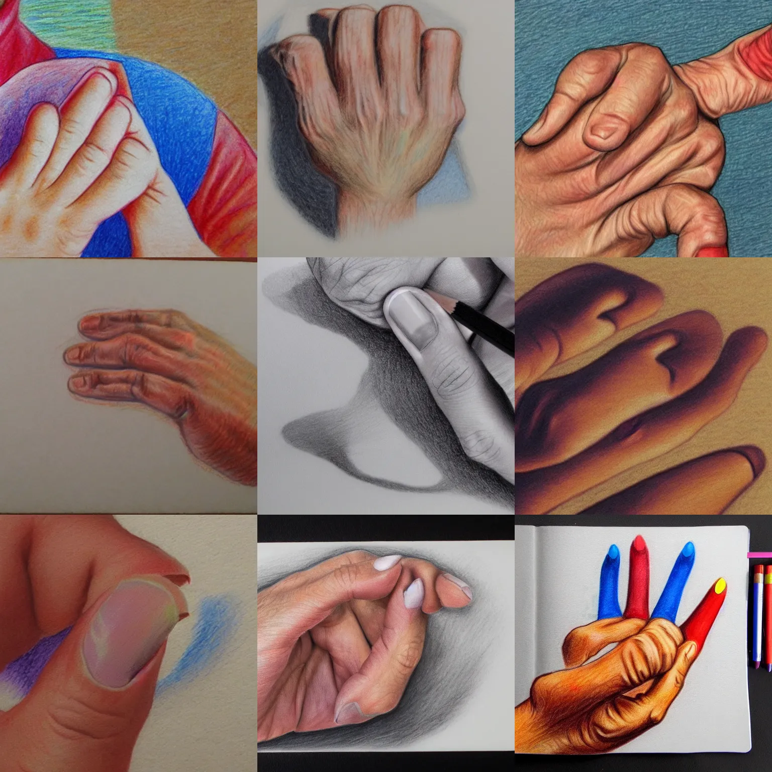 Prompt: colored pencil drawing of a grandpa's finger, trending on artstation