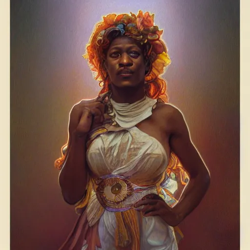 Image similar to amazing lifelike award winning pencil illustration of marsha p. Johnson gay pride trending on art station artgerm Greg rutkowski alphonse mucha cinematic