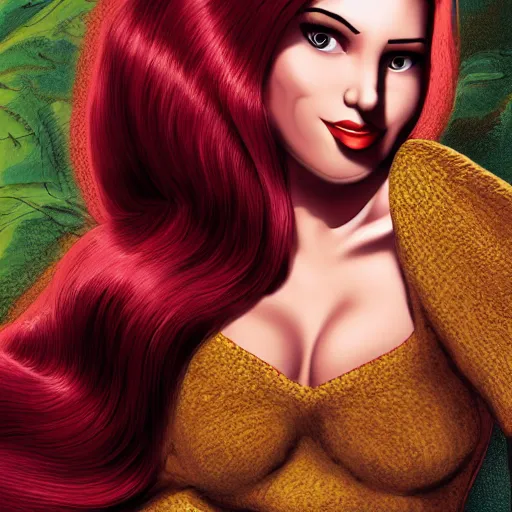 Image similar to jessica rabbit as national geographic afghan girl