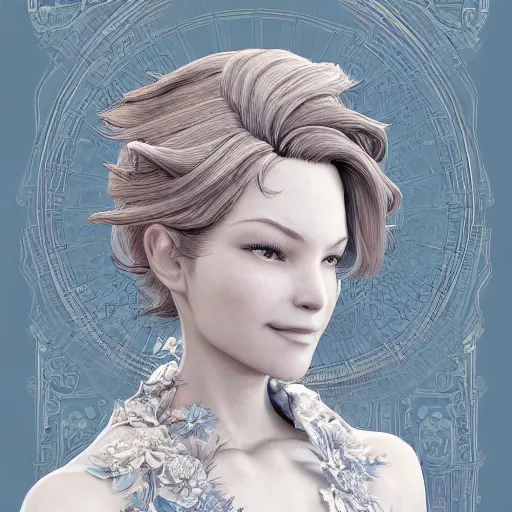 Prompt: the face of an absurdly beautiful, graceful, elegant, sophisticated mature woman of blueberries, an ultrafine hyperdetailed illustration by kim jung gi, irakli nadar, intricate linework, bright colors, octopath traveler, final fantasy, unreal engine 5 highly rendered, global illumination, radiant light, detailed and intricate environment