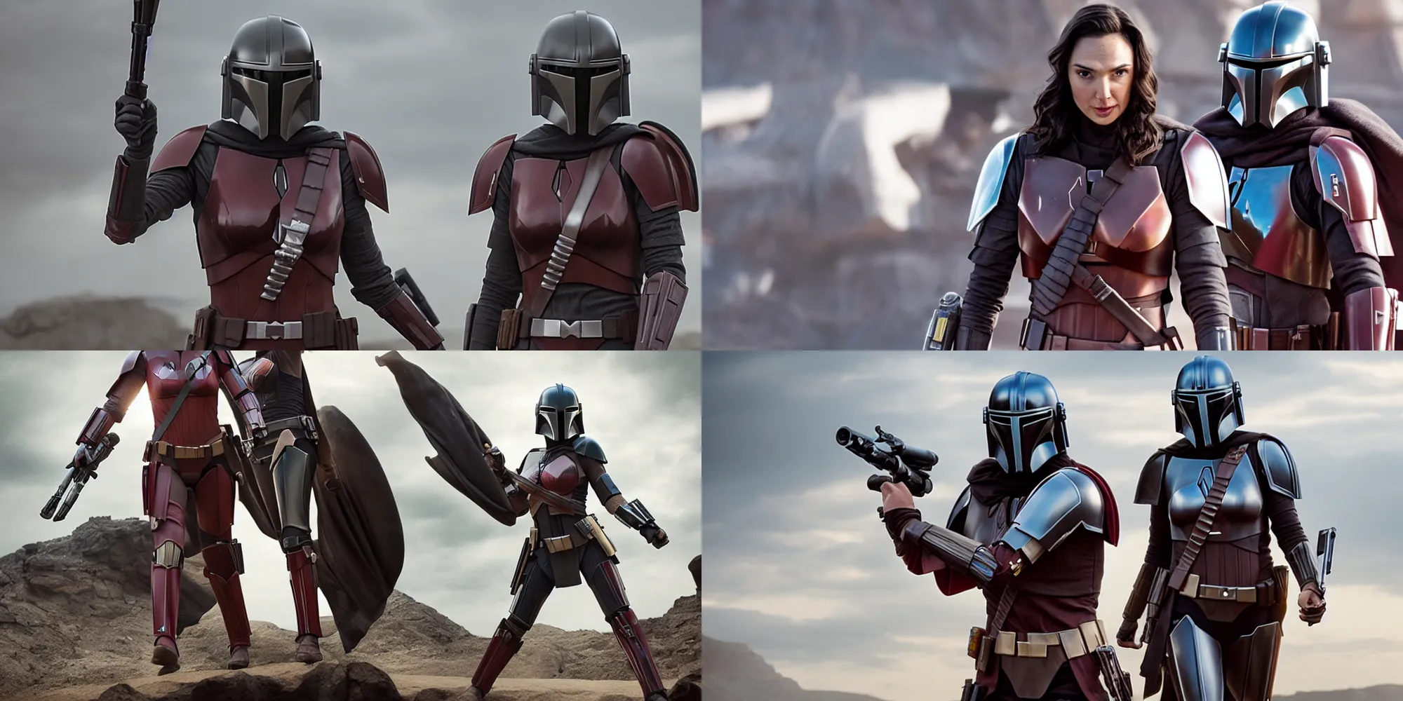 Prompt: gal gadot as mandalorian, cinematic