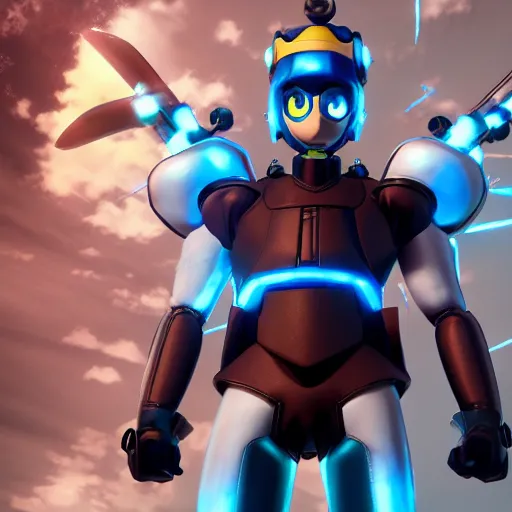 Image similar to an epic anime of a energy man, leather jacket, leather gloves, megaman helmet, ghibli, unreal 5, octane render, rpg portrait, dynamic lighting, epic, epic anime, 2 d