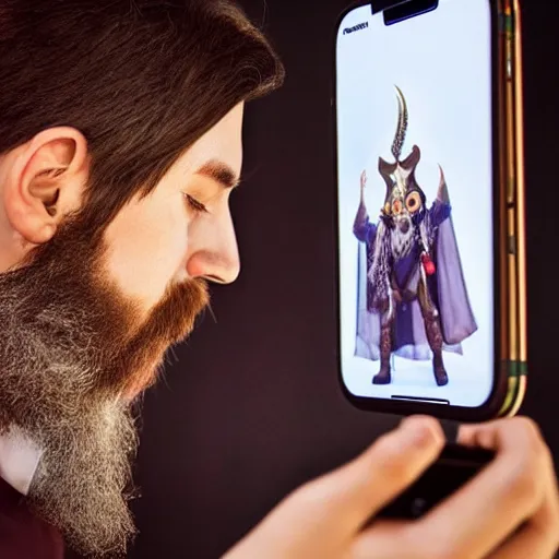 Image similar to Beautiful Photograph of an Almighty Odin Browsing TikTok on his smartphone