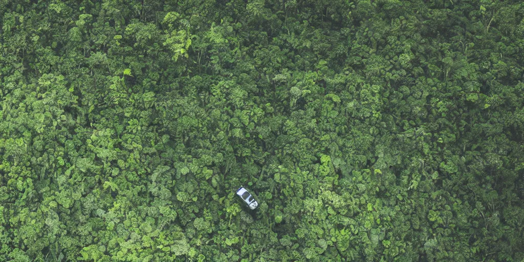 Image similar to photo of a chrome blob hovering in the amazon jungle, cinematic wide shot