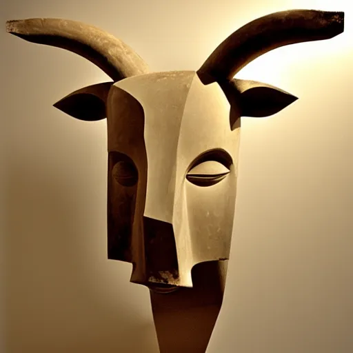 Prompt: minotaur, cycladic art