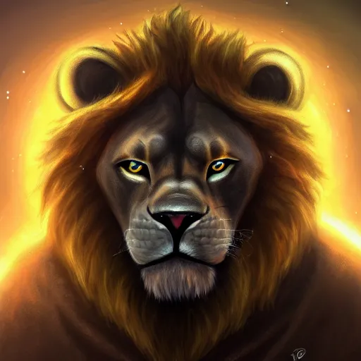 Image similar to exophilia, handsome, lion alien race, big black eyes artstation