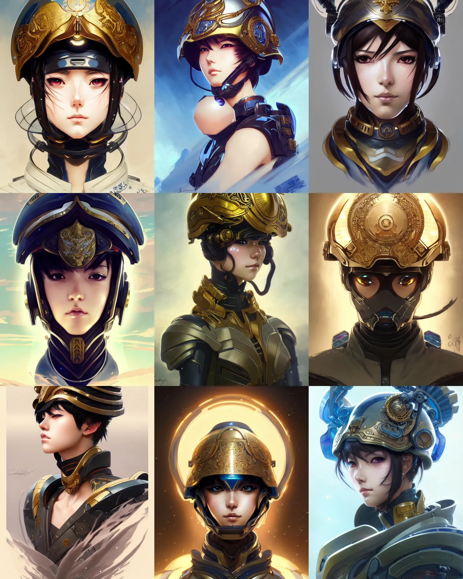 Prompt: beautiful anime soldier close portrait, sci - fi, aquatic, wearing ornate helmet, ultra detailed, elegant, dynamic pose, intricate, anime, dynamic lighting, digital art, digital painting, artstation, wlop, sharp focus, illustration, art by artgerm and greg rutkowski and alphonse mucha, 8 k