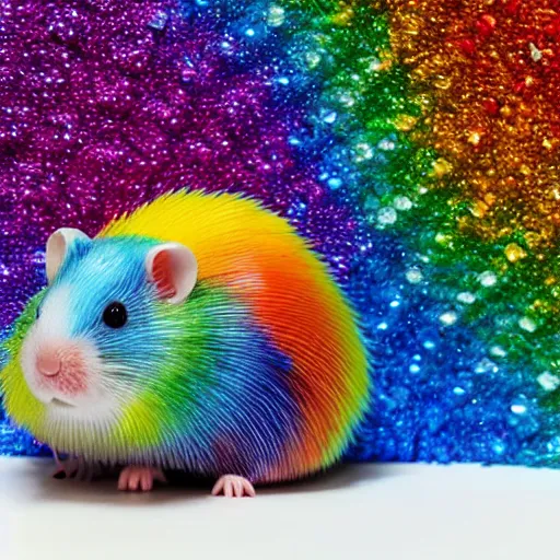 Image similar to rainbow hamster made out of large gems and crystals, sculpture, 8 k hd